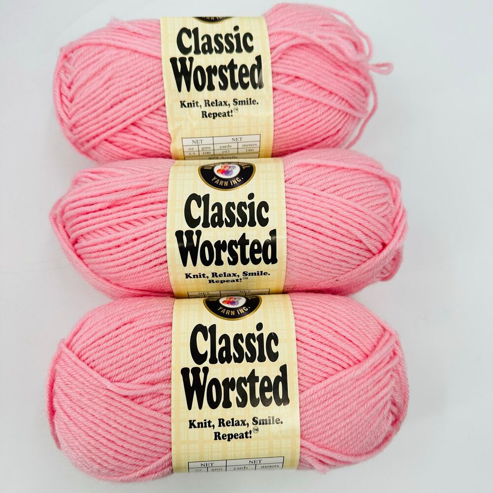 3 Universal Yarn Classic Worsted Light PINK #614 Acrylic Wool Medium Weight Rare